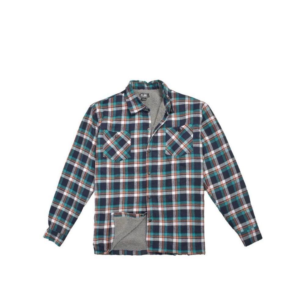 Flint Workwear Men's Flannel Sherpa Jacket xl NWT navy/orange